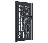 vidaXL Cancello Giardino Antracite 105x205 cm in Acciaio Design bambù, cancello, cancello in Acciaio, cancello da Esterno, cancello di Sicurezza
