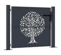vidaXL Cancello Giardino Antracite 105x80 cm in Acciaio Design Albero, cancello, cancello in Acciaio, cancello da Esterno, cancello di Sicurezza