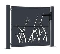 vidaXL Cancello Giardino Antracite 105x80 cm in Acciaio Design Erba, cancello, cancello in acciaio, cancello da esterno, cancello di sicurezza