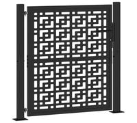 vidaXL Cancello Giardino Nero 105x106 cm in Acciaio Design a Croce, cancello della Recinzione, cancello Esterno, cancello del Metallo