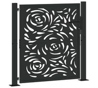 vidaXL Cancello Giardino Nero 105x106 cm in Acciaio Design a Fiamma, cancello della recinzione, cancello esterno, cancello del metallo