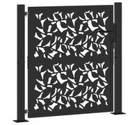 vidaXL Cancello Giardino Nero 105x106 cm in Acciaio Design a Foglia, cancello della Recinzione, cancello Esterno, cancello del Metallo