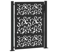 vidaXL Cancello Giardino Nero 105x130 cm in Acciaio Design a Foglia, cancello della recinzione, cancello esterno, cancello del metallo