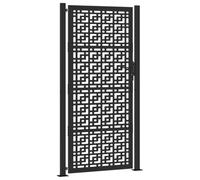 vidaXL Cancello Giardino Nero 105x205 cm in Acciaio Design a Croce, cancello della Recinzione, cancello Esterno, cancello del Metallo