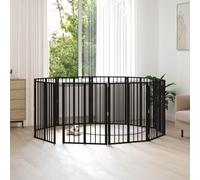vidaXL Cancello per cani 10 pcs Nero 60 x 80 cm Acciaio zincato