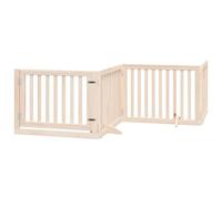 vidaXL Cancello per Cani con Porta Pieghevole 4 Pannelli 320 cm Pioppo, cancello per cani con porta, cancello per cani per scale, cancello per cuccioli