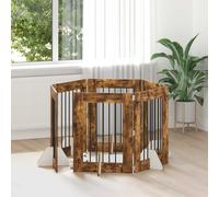 vidaXL Cancello per cani con supporti 6 pcs Rovere Fumo 60 x 80 cm