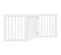 vidaXL Cancello per Cani Pieghevole 3 Pannelli Bianco 150 cm Pioppo, cancello per animali domestici, cancello di sicurezza per cani, cancello per cuccioli per scale
