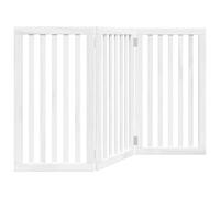 vidaXL Cancello per Cani Pieghevole 3 Pannelli Bianco 150 cm Pioppo, cancello per animali domestici, cancello di sicurezza per cani, cancello per cuccioli per scale