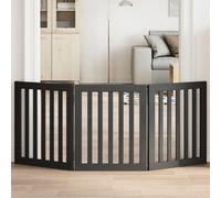 vidaXL Cancello per Cani Pieghevole 3 Pannelli Nero 150cm Legno Pioppo