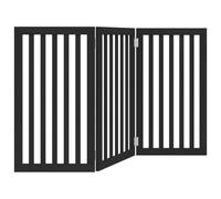 vidaXL Cancello per Cani Pieghevole 3 Pannelli Nero 150cm Legno Pioppo