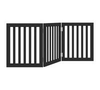 vidaXL Cancello per Cani Pieghevole 3 Pannelli Nero 150cm Legno Pioppo, cancello per animali domestici, cancello di sicurezza per cani, cancello per cuccioli per scale