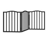 vidaXL Cancello per Cani Pieghevole 3 Pannelli Nero 150cm Legno Pioppo, cancello per animali domestici, cancello di sicurezza per cani, cancello per cuccioli per scale