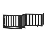 vidaXL Cancello per Cani Porta Pieghevole Nero 4 Pannelli 320cm Pioppo, cancello per cani con porta, cancello per cani per scale, cancello per cuccioli