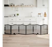 vidaXL Cancello per Cani Porta Pieghevole Nero 6 Pannelli 300cm Pioppo, cancello per cani con porta, cancello per cani per scale, cancello per cuccioli