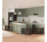 vidaXL Barriera per Cane Porta Pieghevole 6 Pannelli Nero Legno Pioppo Barriera per Animali Domestici Barriera per Cane per Scale Barriera per Cuccioli per Scale