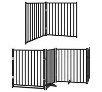 vidaXL Cancello per Cani Porta Pieghevole Nero 6 Pannelli 480cm Pioppo