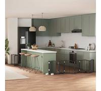 vidaXL Barriera per Cane Porta Pieghevole 9 Pannelli Nero Legno Pioppo Barriera per Animali Domestici Barriera per Cane per Scale Barriera per Cuccioli per Scale