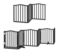 vidaXL Barriera per Cane Porta Pieghevole 9 Pannelli Nero Legno Pioppo Barriera per Animali Domestici Barriera per Cane per Scale Barriera per Cuccioli per Scale