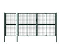 vidaXL Cancello per Giardino a Rete con Serratura e Maniglie Stabile Durevole Ingresso Porta Recinzione in Acciaio Zincato 400x150 cm Verde