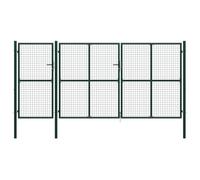 vidaXL Cancello per Giardino a Rete con Serratura e Maniglie Stabile Durevole Ingresso Porta Recinzione in Acciaio Zincato 400x200 cm Verde