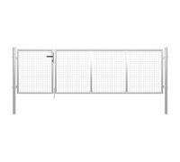 vidaXL Cancello per Giardino a Rete con Serratura e Maniglie Stabile Durevole Ingresso Porta Recinzione in Acciaio Zincato 350x75 cm Argento