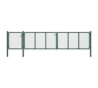 vidaXL Cancello per Giardino a Rete con Serratura e Maniglie Stabile Durevole Ingresso Porta Recinzione in Acciaio Zincato 500x100 cm Verde