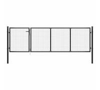 vidaXL Cancello per Giardino a Rete con Serratura e Maniglie Stabile Durevole Ingresso Porta Recinzione in Acciaio Zincato 350x75 cm Antracite