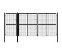 vidaXL Cancello per Giardino a Rete con Serratura e Maniglie Stabile Durevole Ingresso Porta Recinzione in Acciaio Zincato 400x150 cm Antracite