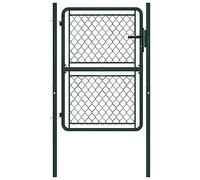 vidaXL Cancello per Giardino con Serratura e Chiavi Robusto Stabile Durevole Ingresso Porta Recinzione in Acciaio Zincato 100x150 cm Verde