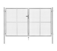 vidaXL Cancello per Giardino Patio Design Classico con Chiavi Robusto Antiruggine Ingresso Recinto Recinzione in Acciaio Zincato 306x200cm Argento