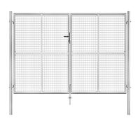 vidaXL Cancello per Giardino Patio Design Classico con Chiavi Robusto Antiruggine Ingresso Recinto Recinzione in Acciaio Zincato 306x225cm Argento