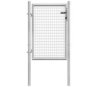 vidaXL Cancello per Giardino Patio Design Classico con Chiavi Robusto Antiruggine Ingresso Recinto Recinzione in Acciaio Zincato 105x150cm Argento