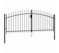vidaXL Cancello per Recinzione a Doppia Anta con Punte Robusto Durevole Privacy con Serratura e Chiavi Ingresso Pedonale in Acciaio 3x1,25 m Nero