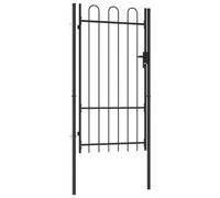 AX Cancello Ingresso 1x2.25m Ad Arco Pali Nero Barriera Sicurezza Sbarre 145743