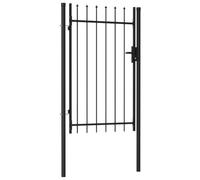 vidaXL Cancello per Recinzione a Singola Anta con Punte Robusto Durevole Privacy con Serratura e Chiavi Ingresso Pedonale in Acciaio 1x1,5 m Nero