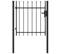 vidaXL Cancello per Recinzione a Singola Anta con Punte Robusto Durevole Privacy con Serratura e Chiavi Ingresso Pedonale in Acciaio 1x1 m Nero
