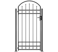 vidaXL Cancello per Recinzione ad Arco con 2 Pali 105x204 cm Nero