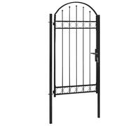vidaXL Cancello per Recinzione ad Arco Entrata per Staccionate Punto di Ingresso Porta Cancellata per Inferriate Porta in Acciaio 100x250 cm Nero