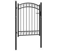 vidaXL Cancello per recinzione EMMEN con parte superiore ad arco in acciaio 100x98,5 cm Nero