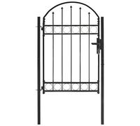 vidaXL Cancello Recinzione ad Arco Pedonale Antiruggine Robusto con Serratura e Montanti Recinto Giardino in Acciaio 100x150 cm Nero