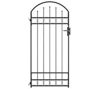 vidaXL Cancello per Recinzione ad Arco Robusto Durevole Privacy con Pali Serratura e Chiavi Ingresso Pedonale in Acciaio 89x200 cm Nero