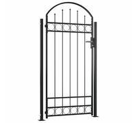vidaXL Cancello per Recinzione ad Arco con 2 Pali 105x204 cm Nero