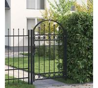 vidaXL Cancello Recinzione ad Arco Pedonale Antiruggine Robusto con Serratura e Montanti Recinto Giardino in Acciaio 100x150 cm Nero