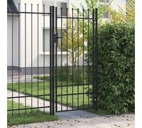 vidaXL Cancello per Recinzione a Singola Anta Boxtel con Punte Robusto Durevole Privacy con Serratura e Chiavi Ingresso Pedonale in Acciaio 1x2 m Nero