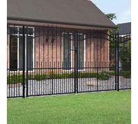 vidaXL Cancello per recinzione con punta a lancia nero 305x175 cm in acciaio verniciato a polvere