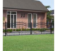 vidaXL Cancello per recinzione con punta a lancia nero 406x100 cm in acciaio verniciato a polvere