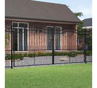 vidaXL Cancello per recinzione con punta a lancia nero 406x175 cm in acciaio verniciato a polvere