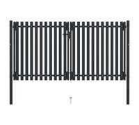 vidaXL Cancello per Recinzione Doppio in Acciaio 306x200 cm Antracite