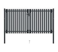 vidaXL Cancello per Recinzione Doppio in Acciaio 306x220 cm Antracite